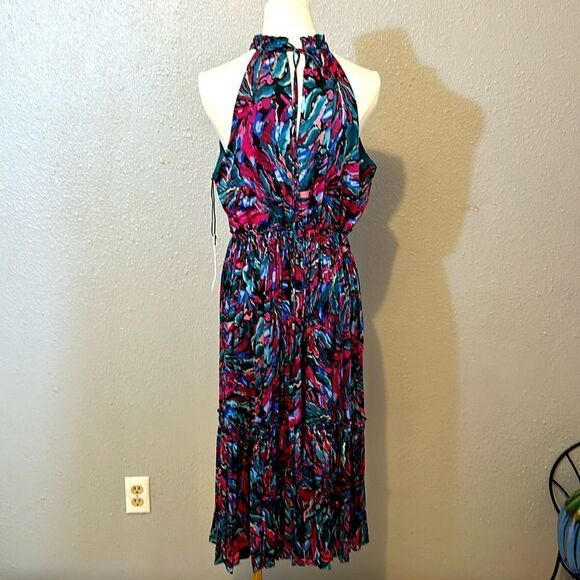 NEW Nicole Miller women’s printed high neck midi dress size L - Picture 5 of 12